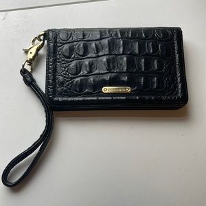Brahmin black crocodile leather wallet wristlet